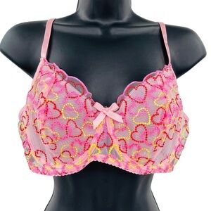 Colorful Heart Lace Bra